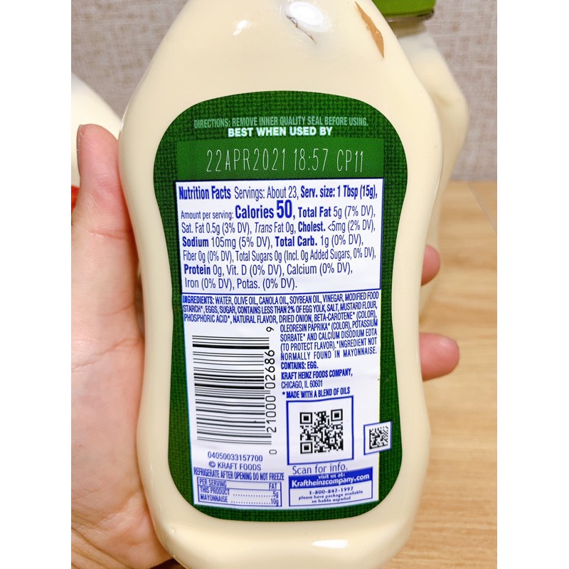 Sốt Mayo không đường Kraft lọ 354ml( eat clean, keto, ăn kiêng, gymer)