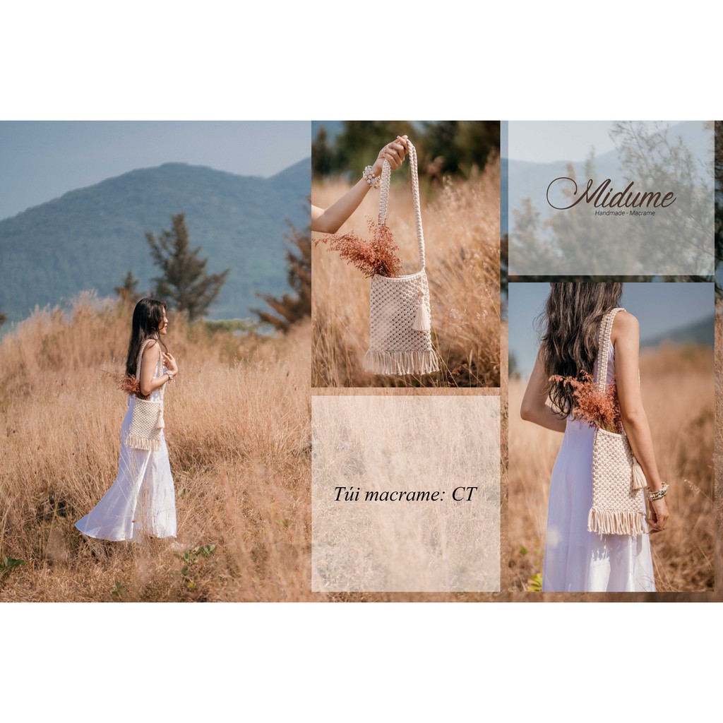 Túi xách đeo chéo Macrame phong cách boho chic, vintage