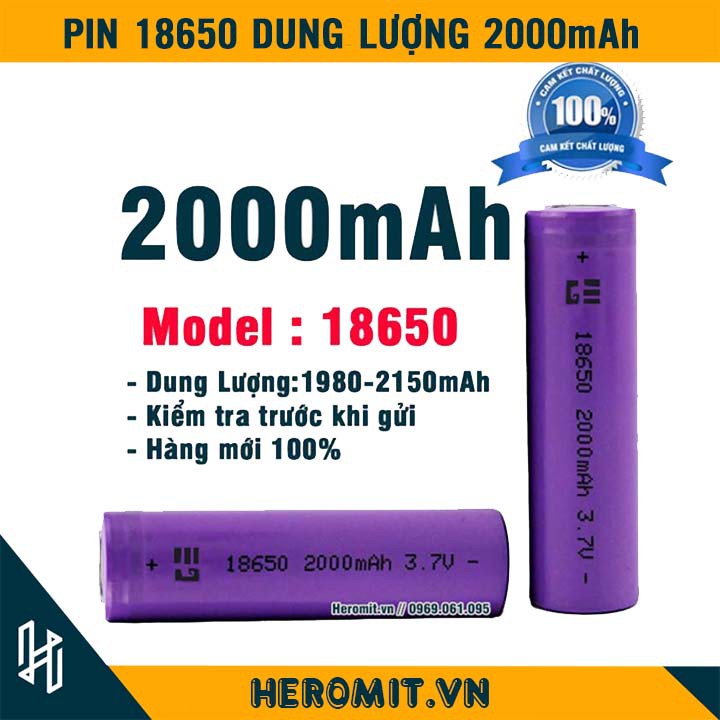Pin Cell 18650 2000mAh Dung Lượng Thực
