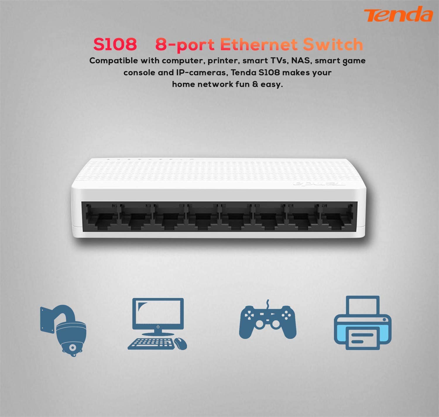 Tenda S108 Network Switch - 8 Port / Switch 8 Port, 100Mb