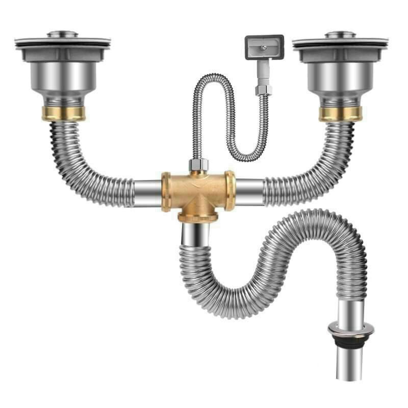 Xi phông xả chậu rửa bát đôi bằng inox