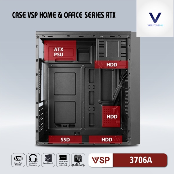 Bảng giá Case VSP 3706A (Chuẩn ATX) Phong Vũ