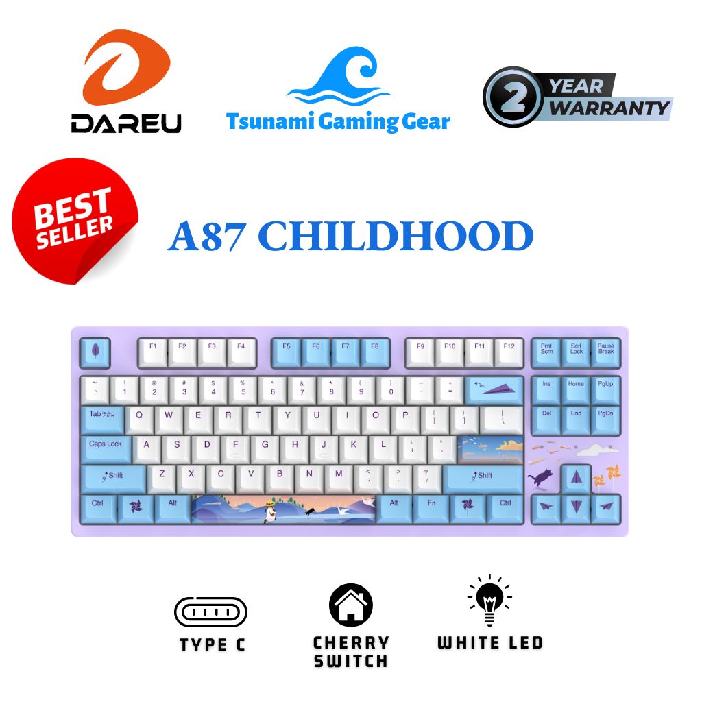 Bàn phím cơ DAREU A87 SUMMER/CHILDHOOD/DREAM/SWALLOW (PBT, CHERRY Brown/ Red switch)