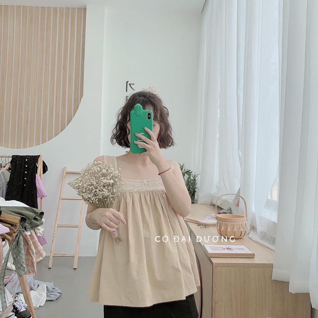 Áo 2 Dây Baby Doll Pha Ren Cực Xinh