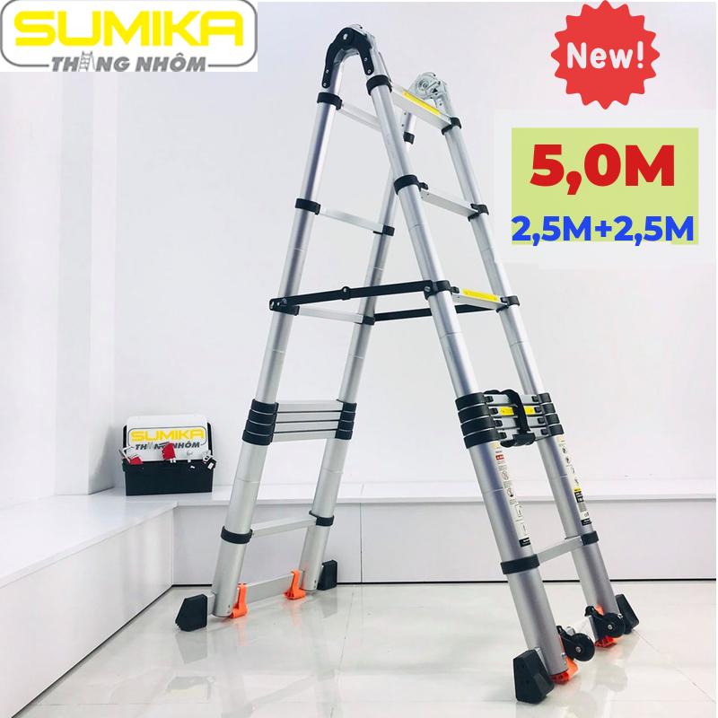 Thang nhôm rút đôi chữ A 5,0m Sumika SK500D NEW
