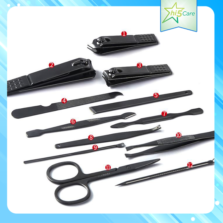 Bộ dụng cụ chăm sóc móng, chăm sóc cá nhân 12 món#xanh