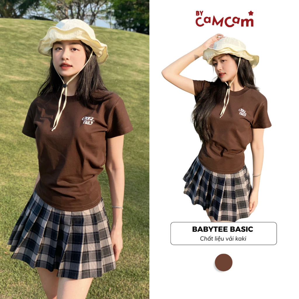 Áo Baby Tee Basic Brown(Nâu) Mẫu Mới 2023 𝑩𝒚𝒄𝒂𝒎𝒄𝒂𝒎