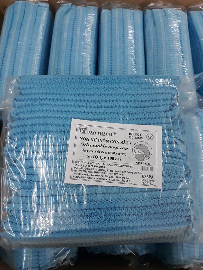 Nón giấy y tế/ nón phẫu thuật sử dụng 1 lần bảo thạch. bịch 100 cái