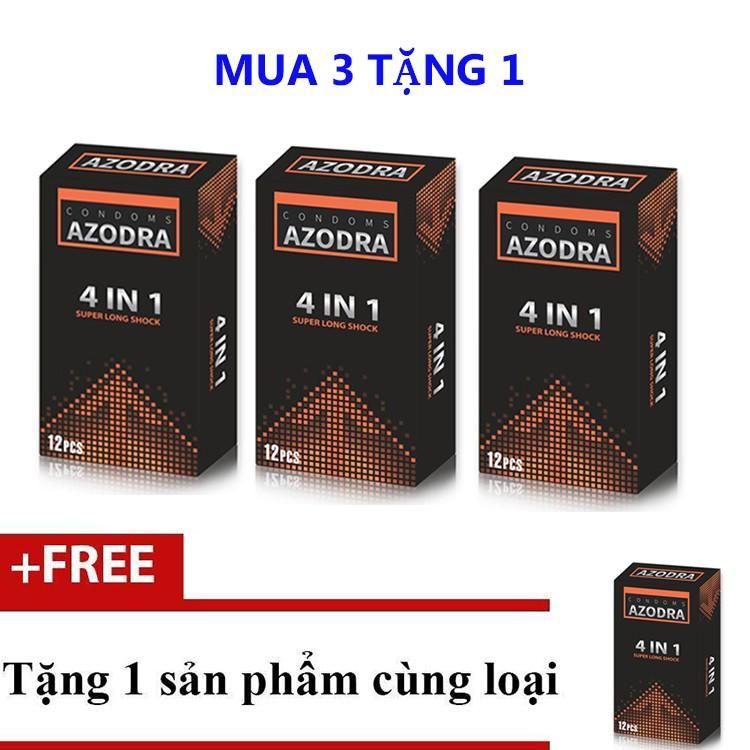 Combo 3 hộp bcs AZODRA tổng hợp gân gai ,kéo dài thời gian-tặng 1 hộp cùng loại 12c