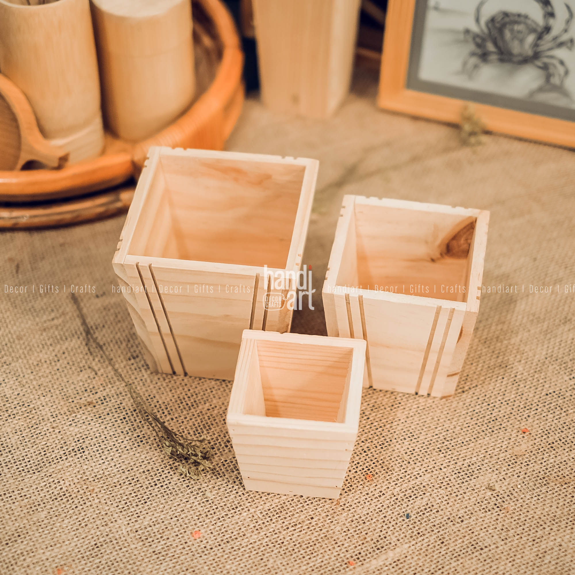 Chậu gỗ, Chậu gỗ để bàn trang trí