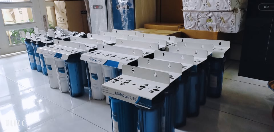 Bộ lọc nước thô 2 cấp 10inch ( đầy đủ bộ lọc và tay mở )