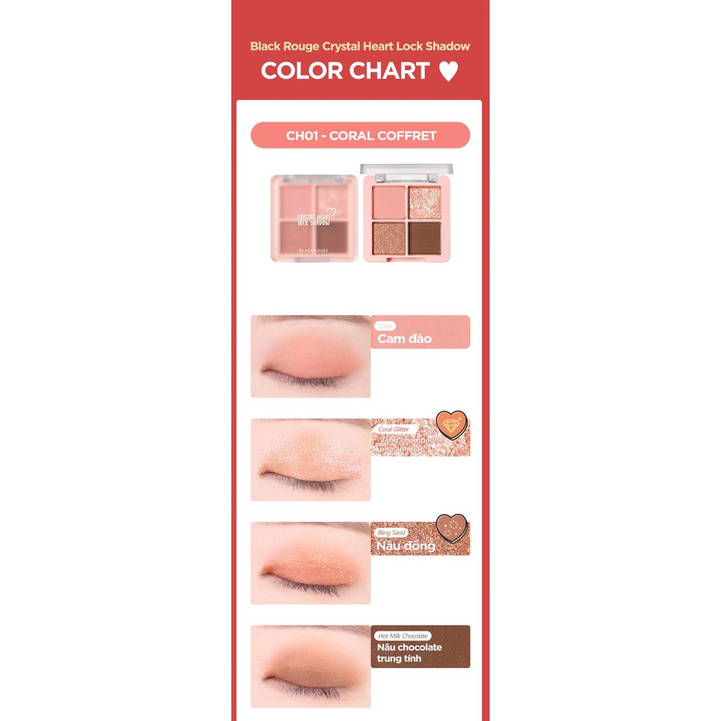 Phấn Mắt Black Rouge Crystal Heart Lock Shadow PICKO