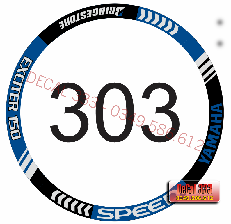 Tem vành xe máy EXCITER SPEED - XANH GP ĐEN 303