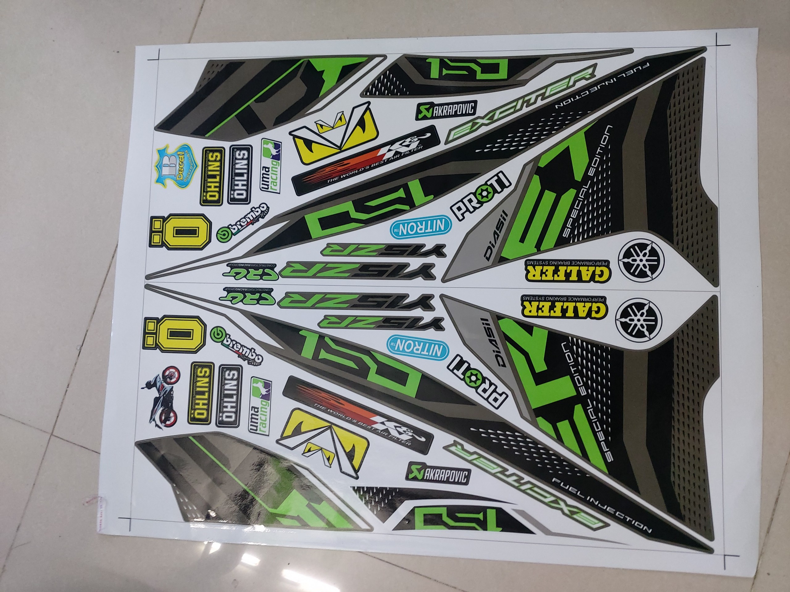Tem exciter 150 y15zr dán xe xám