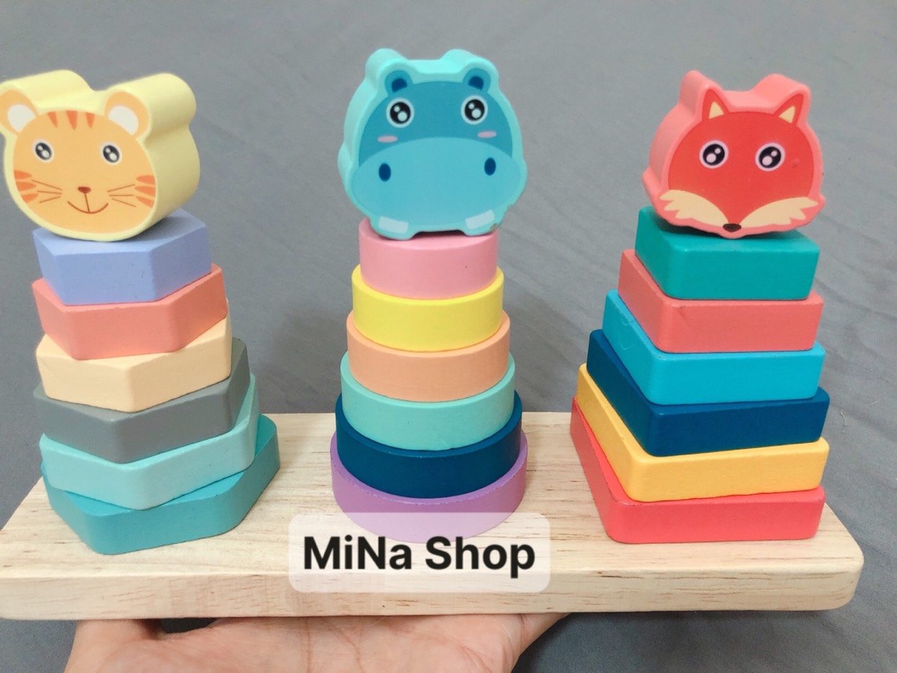 Đồ chơi trí tuệ gỗ,bộ tháp 3 cọc montessori bé học thả cọc,xếp chồng,to nhỏ,an toàn cho trẻ em,hàng đẹp-Dochoigiatot