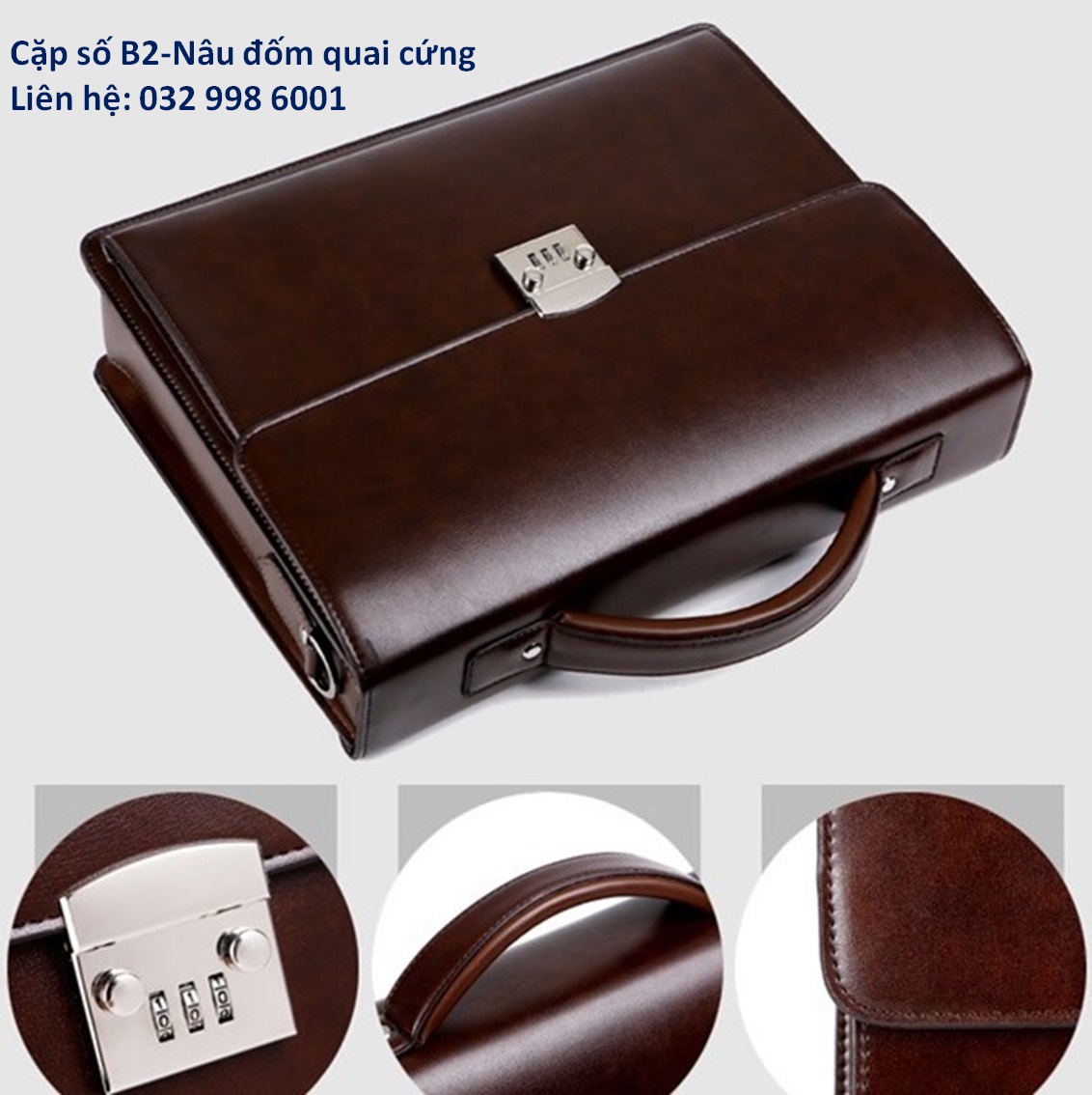 cặp xách da công sở đựng laptop 38x29x8Cm (Màu đen - Màu nâu)