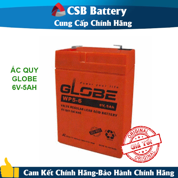 ẮC QUY KÍN KHÍ (VRLA AGM) GLOBE 6V-5AH