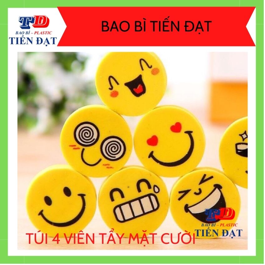 Túi Gồm 4 Viên Tẩy Mặt Cười (Tẩy Hình Mặt Cười); BAOBITIENDAT