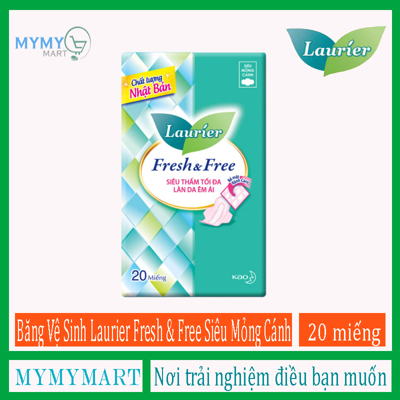 [HCM]Băng Vệ Sinh Laurier Fresh & Free Siêu Mỏng Cánh - 20 Miếng