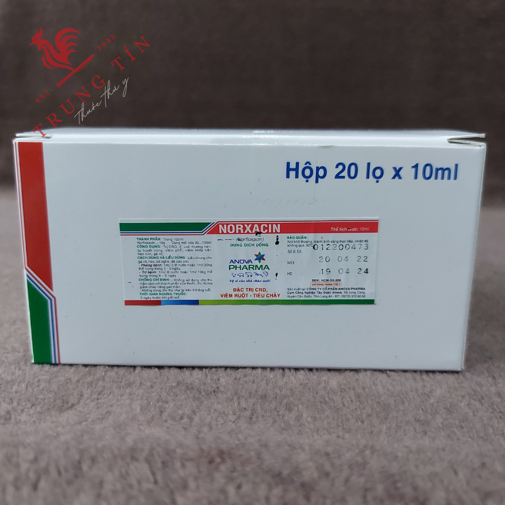 HCM - Norxacin  lọ 10ml cho gà (đặc trị CRD , viêm ruột , tiêu chảy) công ty Anova Pharma