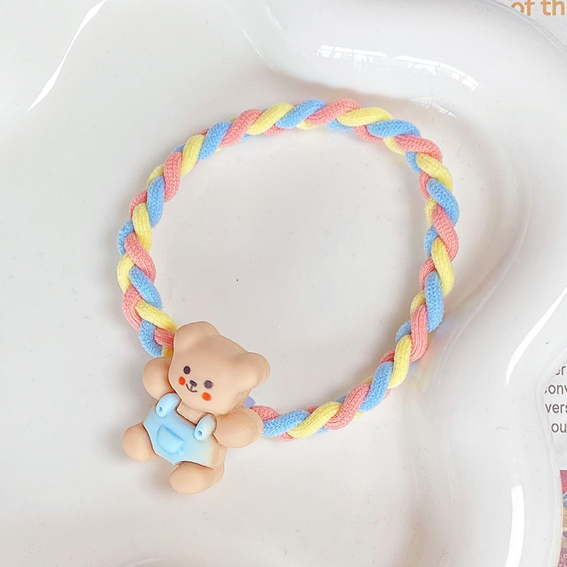 🔥 Phim hoạt hình gấu dệt nhẫn tóc dễ thương cô gái ngọt ngào dây tóc dây cao su YVETTERY
