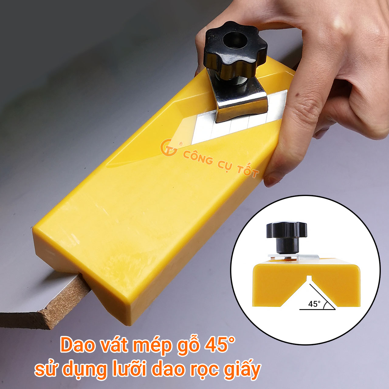 Dao cắt chỉ và gọt chỉ vát mép gỗ 45 độ sử dụng lưỡi dao rọc giấy