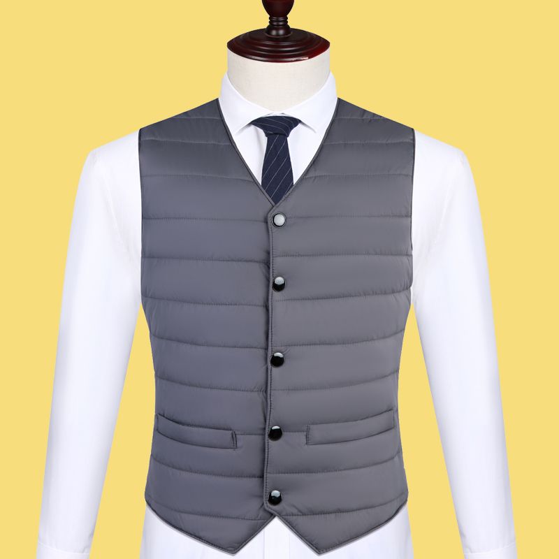 Áo gilê nam mùa đông áo gilê cotton lông vũ nhẹ nhàng mùa đông mặc bên trong giữ ấm áo gilê công sở áo gilê thời trang