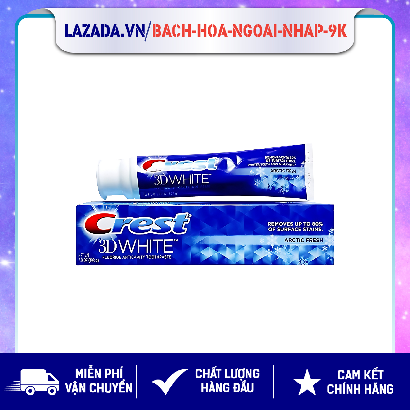 [Mẫu mới] Kem đánh răng CREST 3D WHITE ADVANCED TRIPLE WHITENING 147g