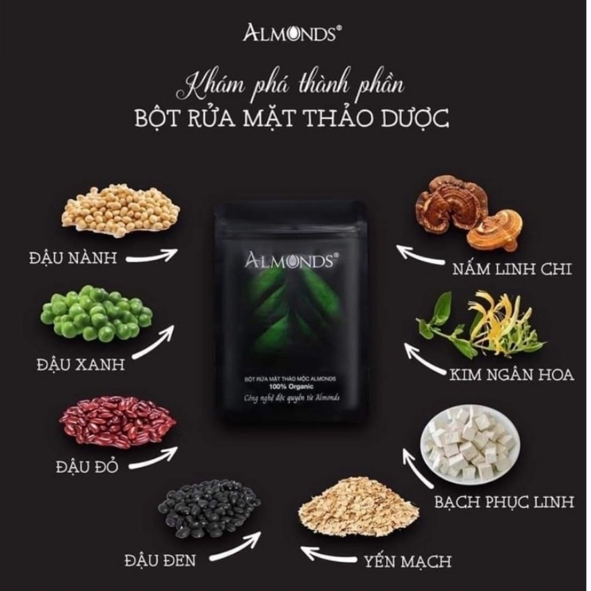 [CHÍNH HÃNG+Free Ship] Bột Rửa Mặt Thảo Mộc Almonds New Style AM10 giàu Vitamin B, chống oxy hóa, cung cấp dưỡng chất cho da, ngăn ngừa mụn, nám cho làn da tươi mát, trắng sáng