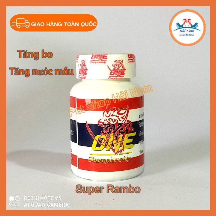 THUỐC NUÔI TĂNG BO, NHANH LÊN NƯỚC MÁU CHO GÀ ĐÁ- SUPER RAMBO giúp tăng khả năng quan sát và phản xạ, nhanh nhẹn và ra đòn chính xác hơn trước trận đấu
