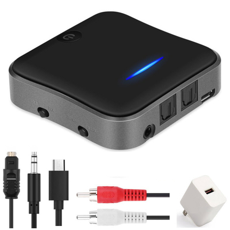 Kèm Củ Sạc - Bộ Thu Phát Audio Bluetooth APTX V5.0 2 Trong 1 Chuyển Đổi Không Dây RCA/SPDIF/3.5mm jack Aux B19 -  AptX HD Low Latency Bluetooth 5.0 Audio Transmitter Receiver Music CSR8675 TV PC Wireless Adapter RCA/SPDIF/3.5mm Aux Jack
