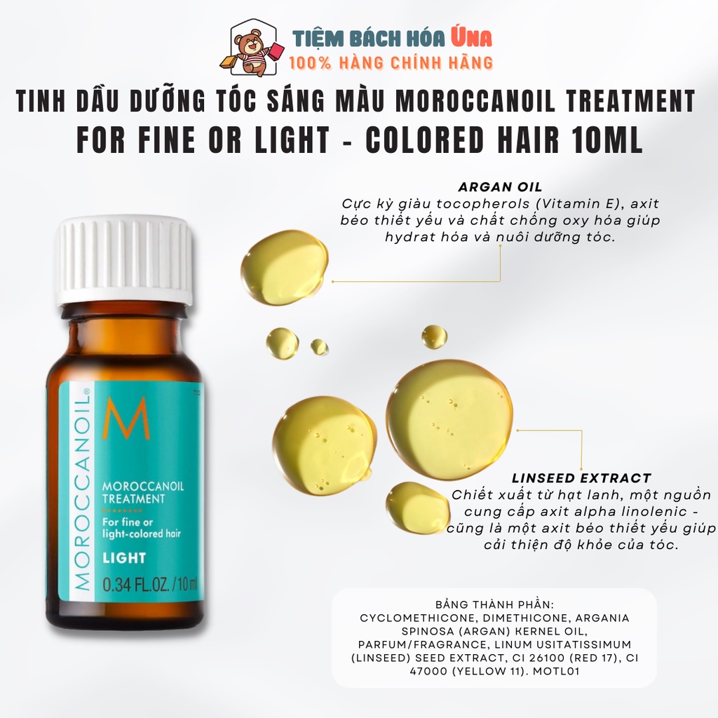 Dầu dưỡng tóc Moroccanoil mềm mượt, phục hồi tóc hư tổn, không gây bết