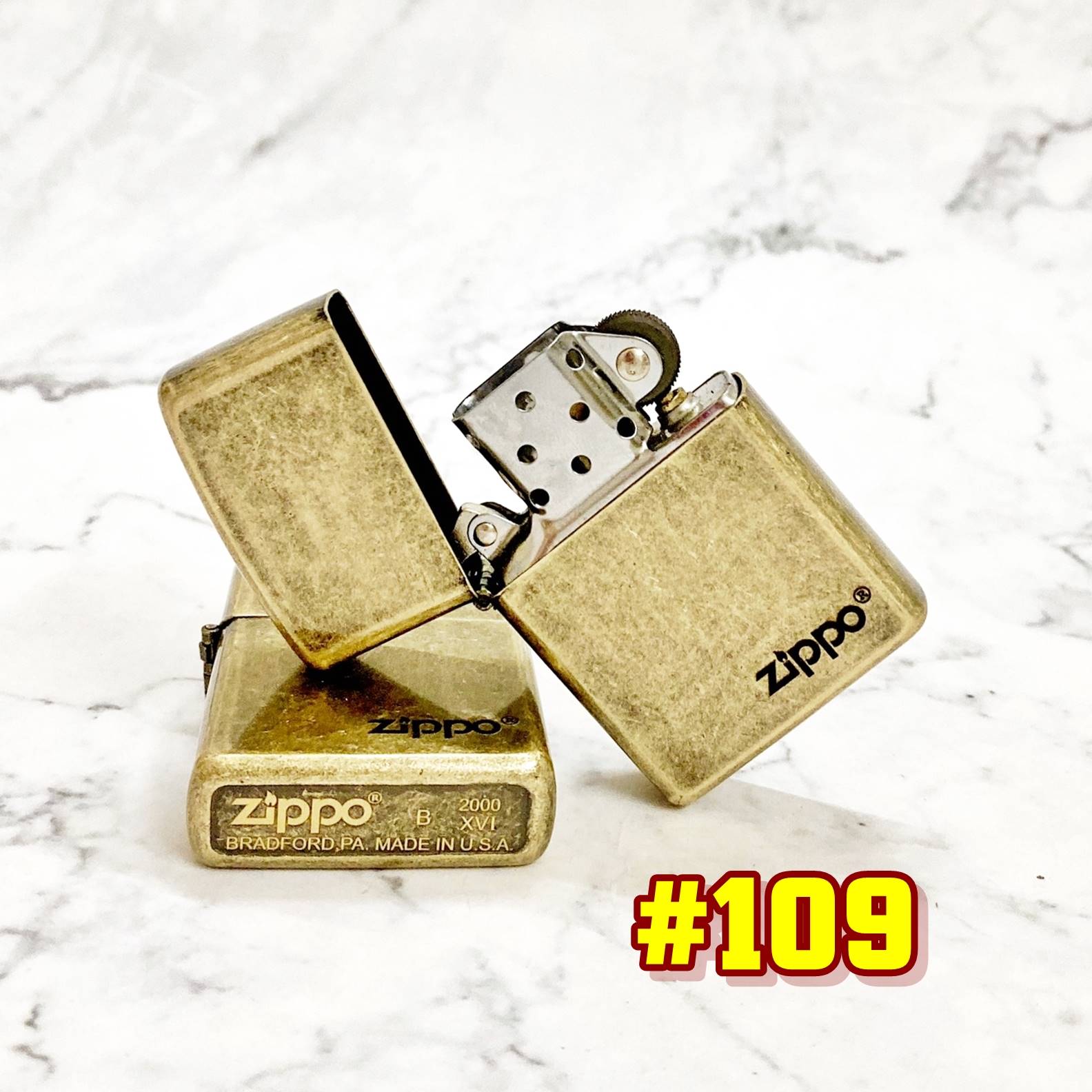 Bật lửa Zippo Vàng cổ trơn bóng(Xài xăng) Mốc đáy đời la mã 2000