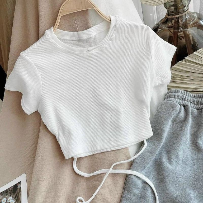 [HCM]Áo Tay Ngắn Chéo Bụng