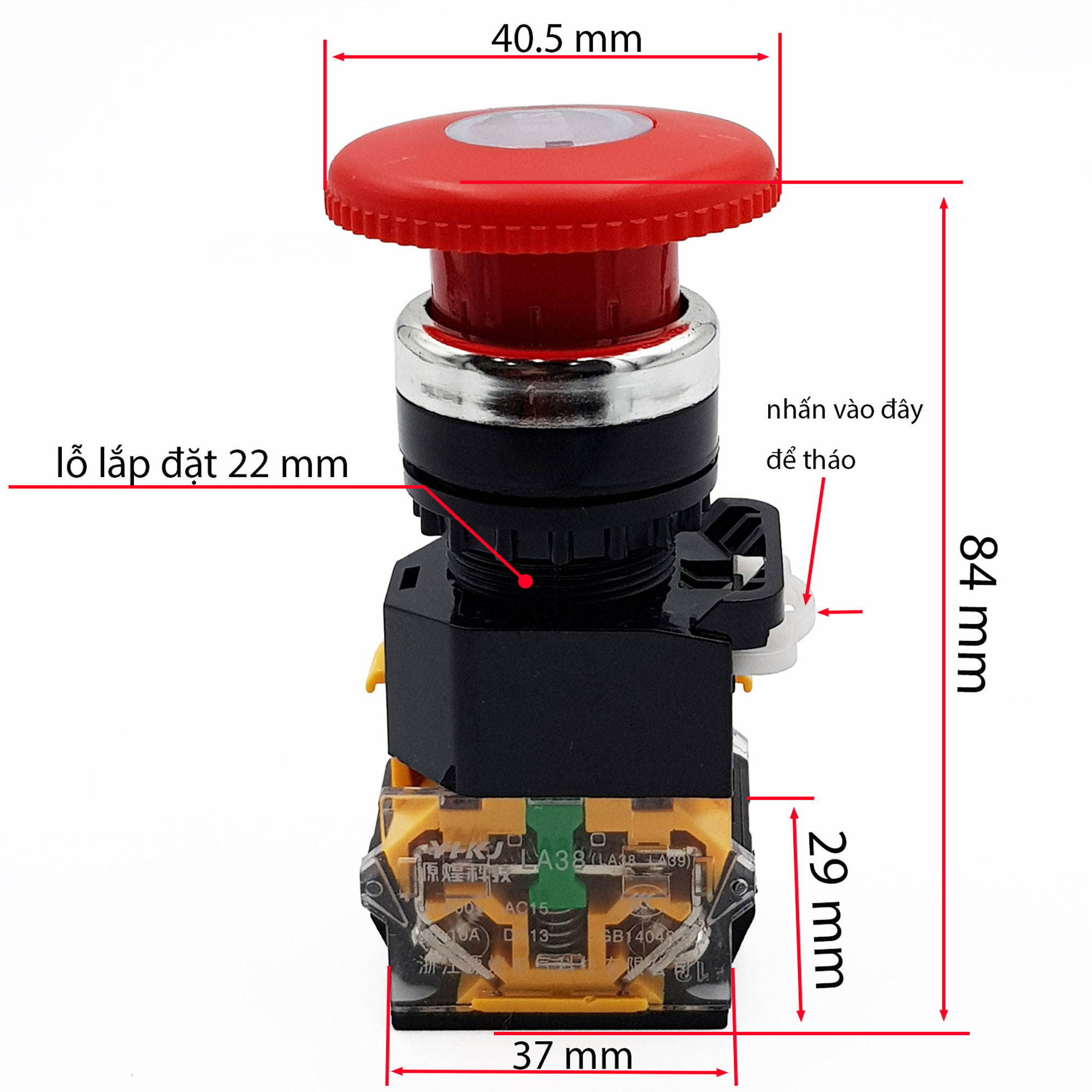 Nút dừng khẩn cấp LA38-11ZS 22mm