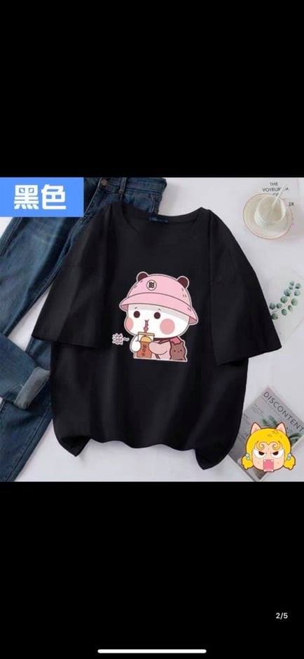 áo thun hình gấu trúc mũ hồng