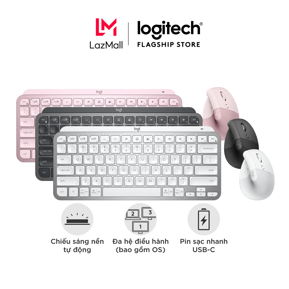 Combo Logitech MX Keys Mini + Lift Vertical: Wireless Keyboard Logitech Mx Keys Mini And Wireless Ergonomic Mouse Logitech Lift Vertical