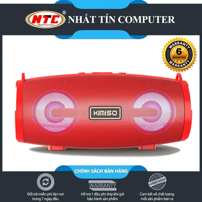 Loa bluetooth Stereo KIMISO KMS-222 hỗ trợ FM/AUX/USB/TF - kèm dây đeo tiện dụng (nhiều màu)