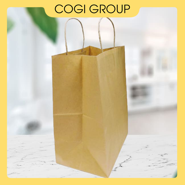 Túi giấy kraft có quai nhiều size dùng 1 lần bảo vệ môi trường chính hãng COGI