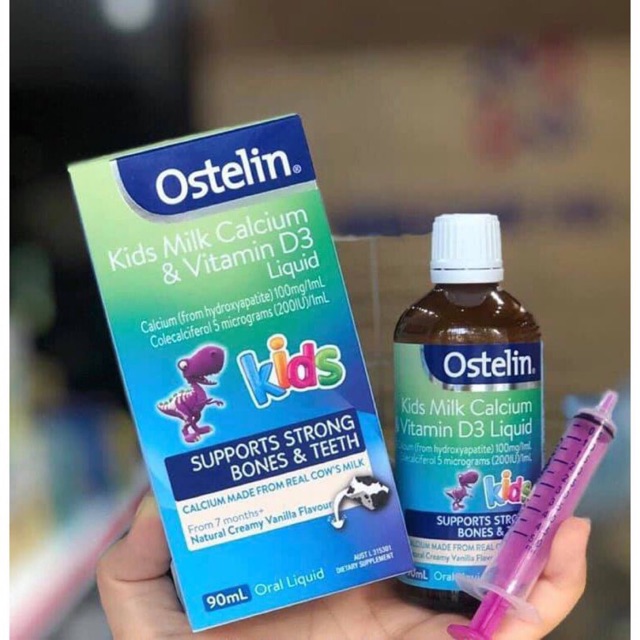 Ostelin Calcium & Vitamin D3 Khủng Long Liquid 90ml giúp phát triển xương - ÚC