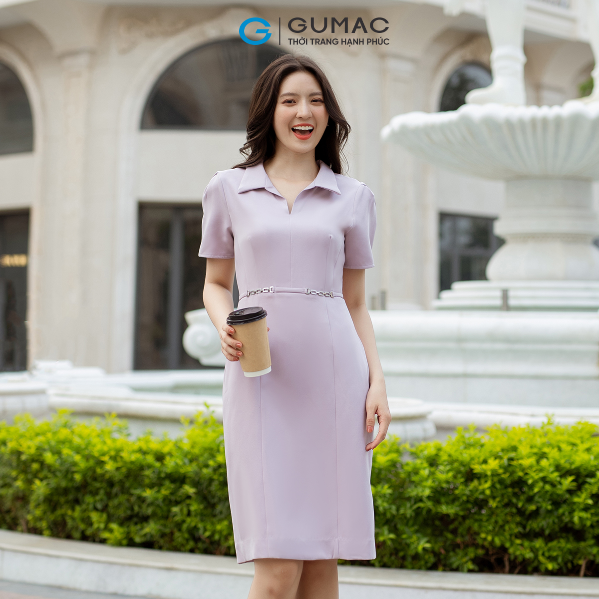 Đầm nữ bút chì khoen eo GUMAC DD07066