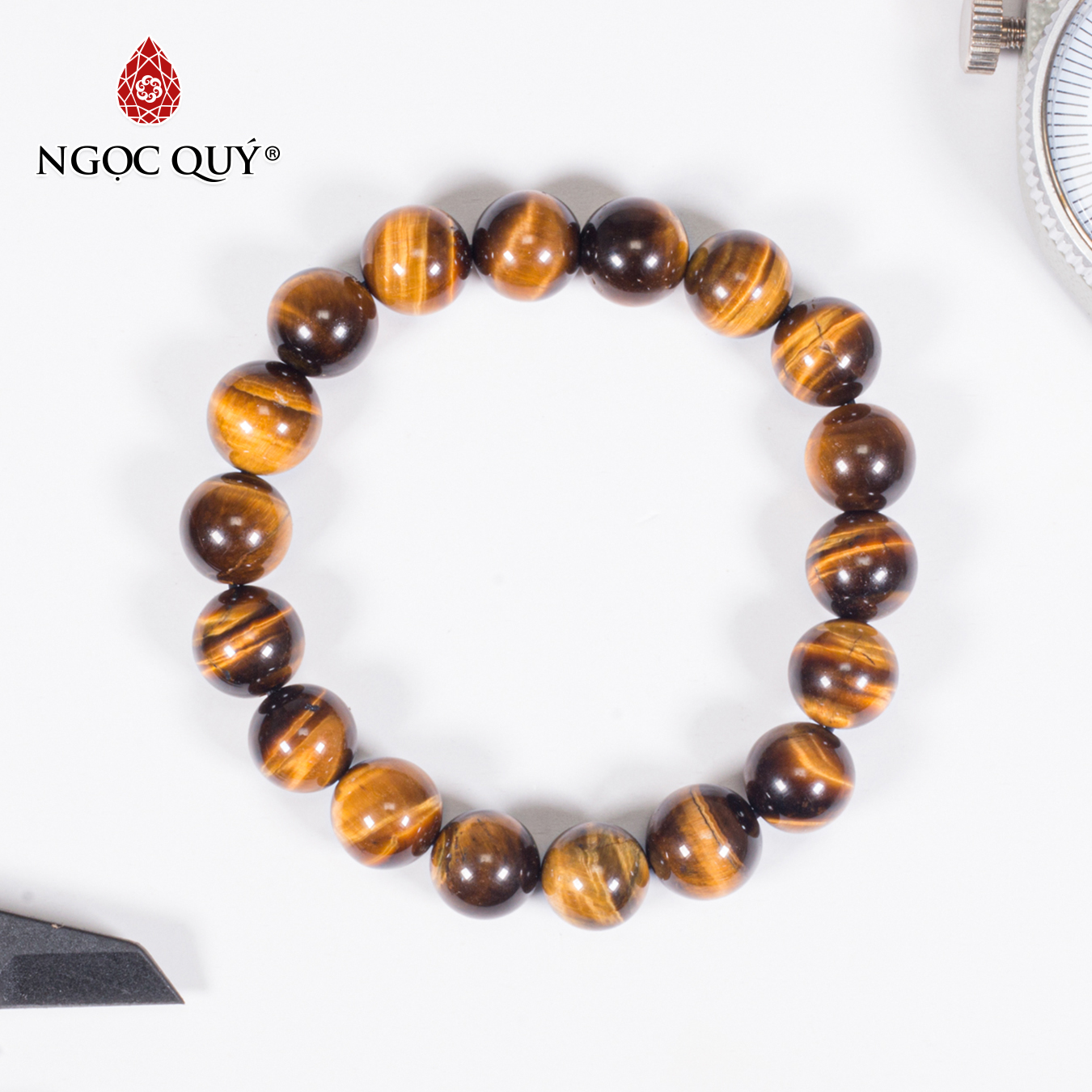 Vòng tay đá mắt hổ vàng nâu mệnh thổkim - Ngọc Quý Gemstones