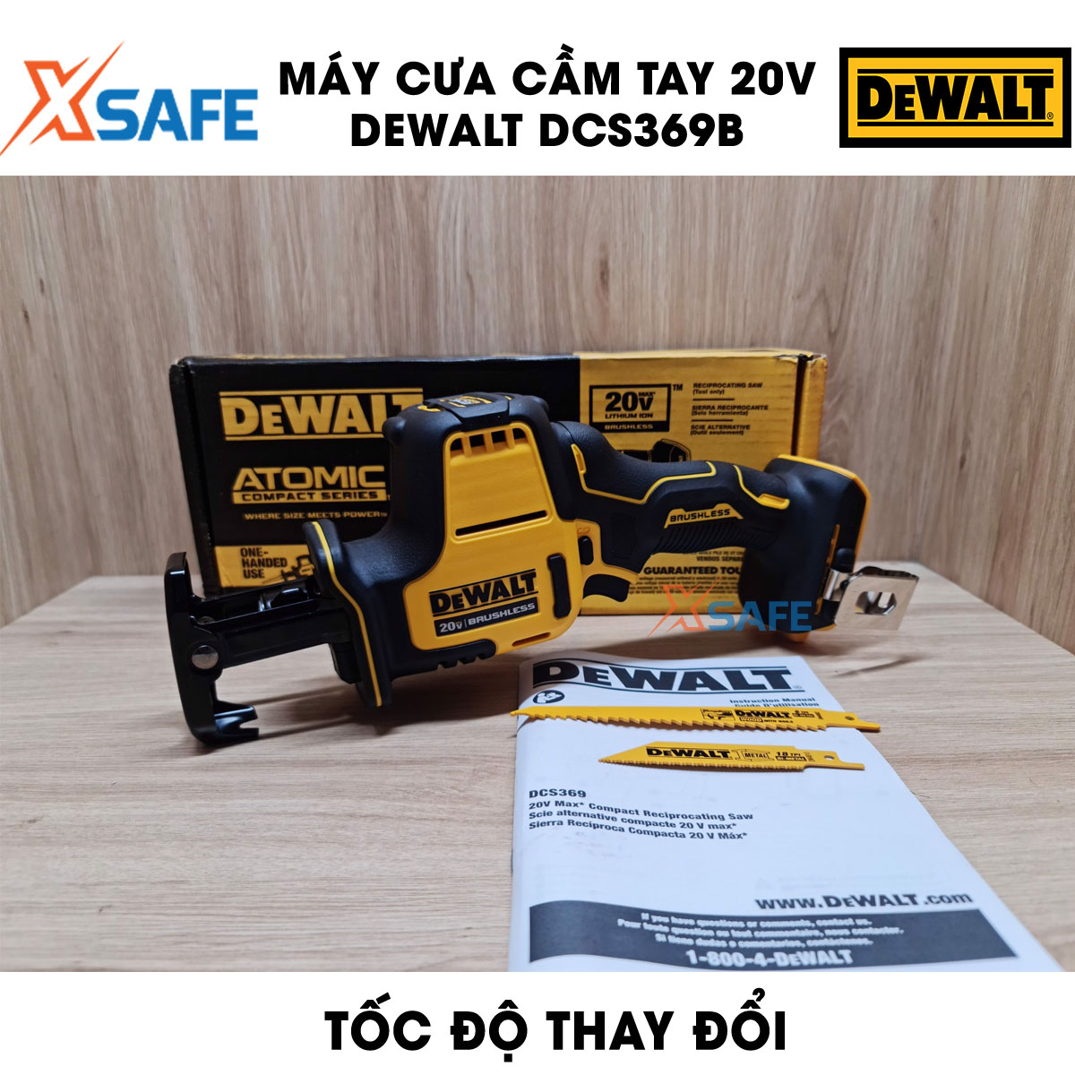 Sawing Machine Portable 20V Max DeWalt DCS369B code DCS369M1. Sawing Machine handheld battery DeWalt Động brushless motor, machine residential pittong wireless compact LED work lamp,-product genuine xsafe