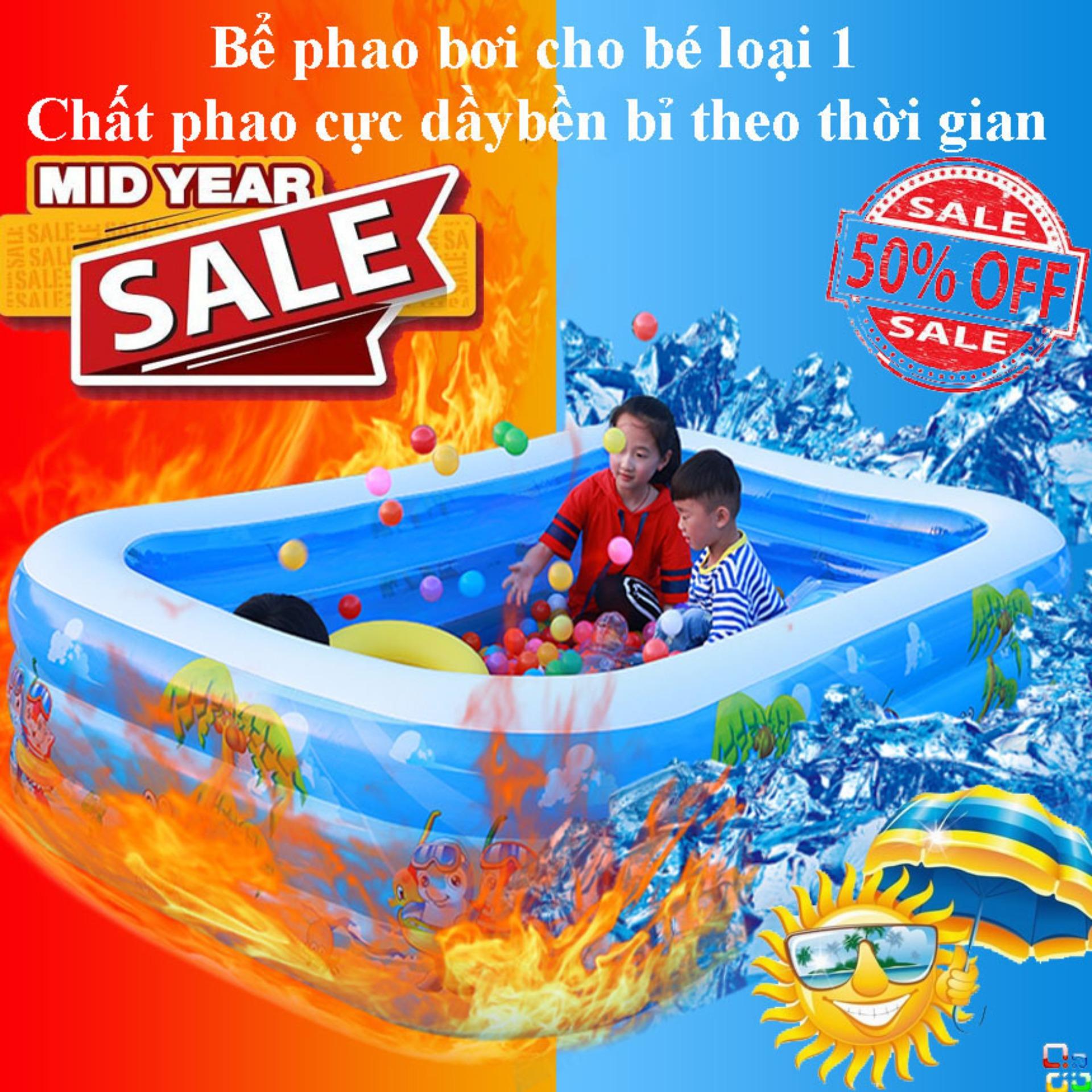 Bể bơi phao 3 tầng hình chữ nhật cao cấp cho bé và gia đình vui chơi gắn kết yêu thương - GDVINH03