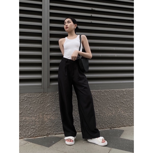 [Nhập mã LAZFASHION34-giảm 15% tối đa 99k/600k]SAP - Quần ống rộng cạp cao