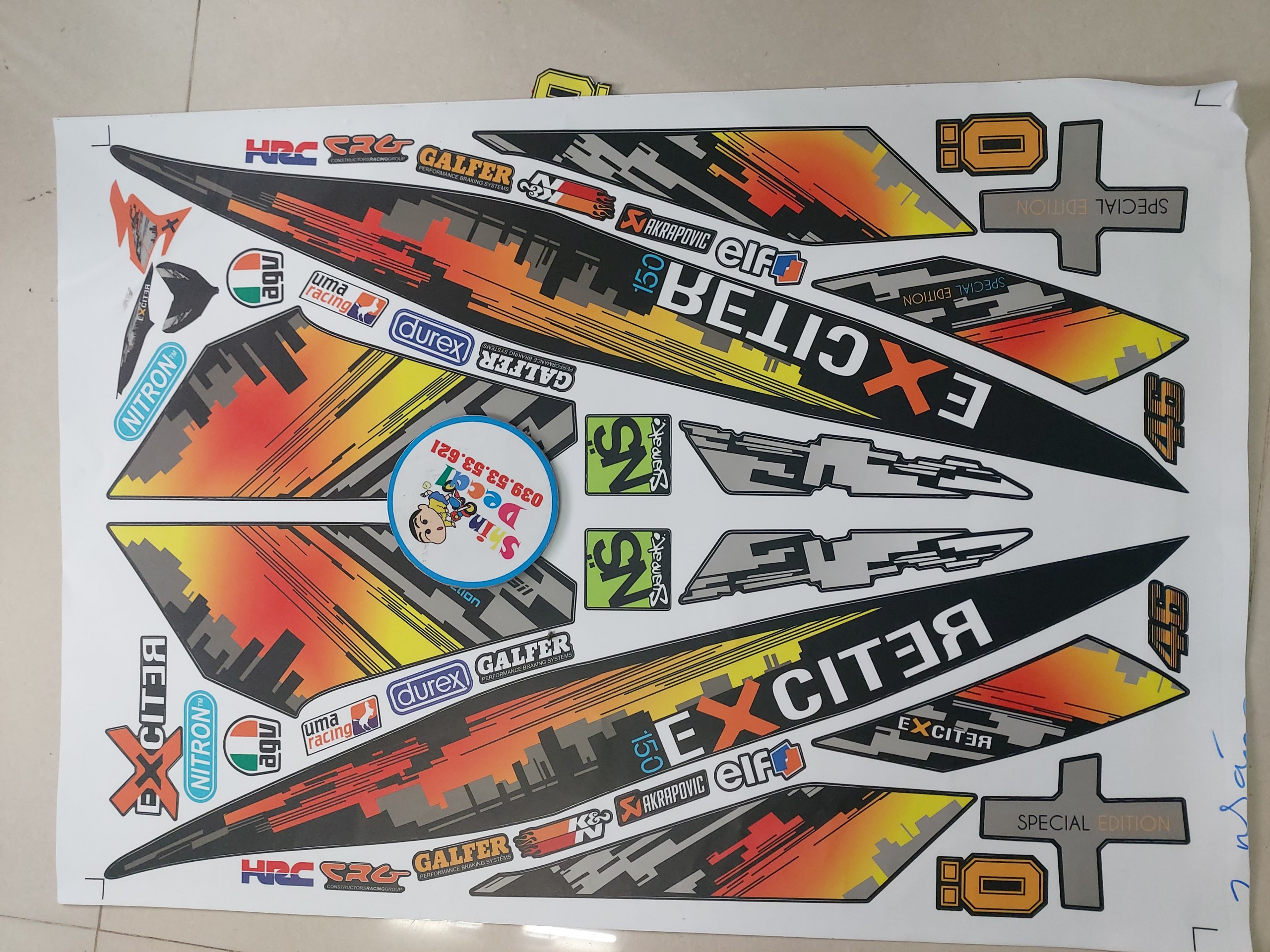 Tem chế exciter 150 thành phố 2020 tặng logo