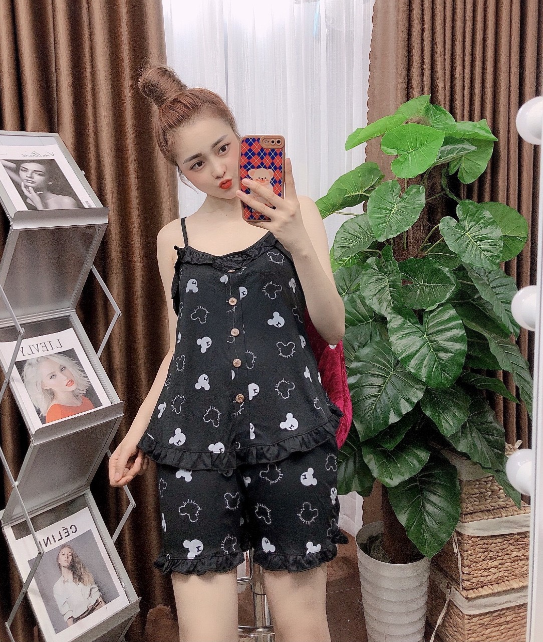 Set đồ đùi nữ 2 dây mặc nhà