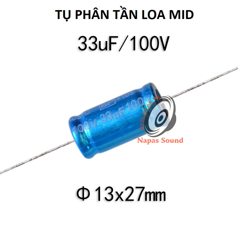 TỤ 33MF 100V KHÔNG PHÂN CỰC - TỤ LOA MID - TỤ LOA TRUNG - TỤ PHÂN TẦN
