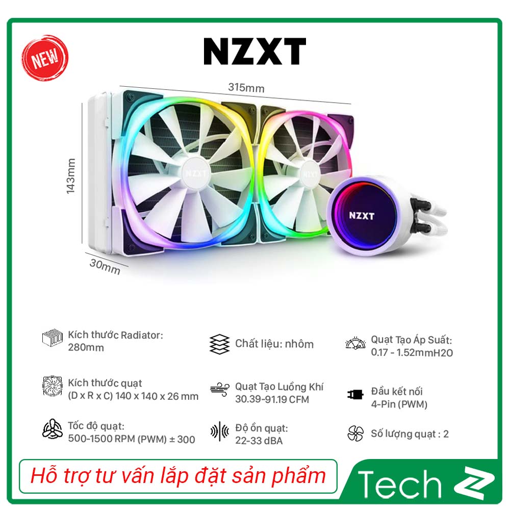 Tản nhiệt nước CPU NZXT Kraken X63 RGB (White/Black)