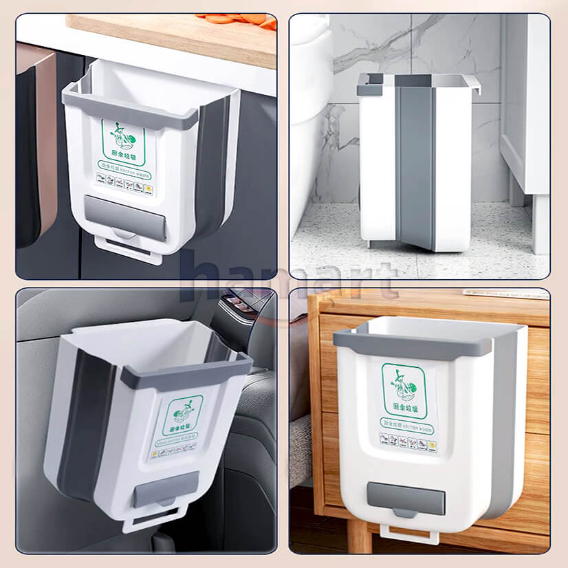 Thùng Rác Treo Tủ Bếp Hamart Cỡ LỚN 10L Gấp Gọn Gài Cánh Cửa Đa Năng Cao Cấp TẶNG 20 Túi Rác